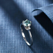 1.0 Ct Round Cut Green Diamond Engagement Ring-Evani Naomi Jewelry