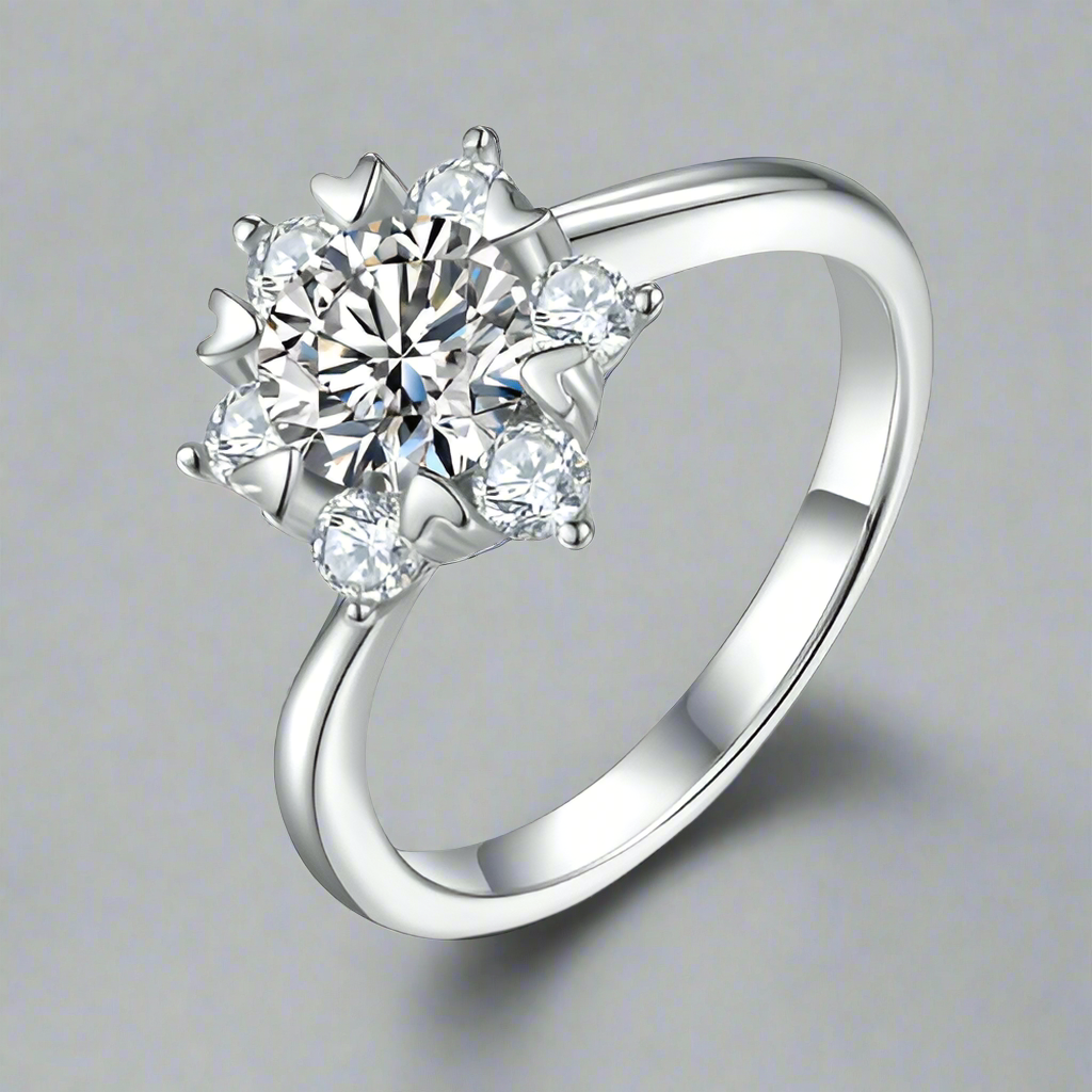 1.0 Ct Round Cut Halo Diamond Engagement Ring-Evani Naomi Jewelry