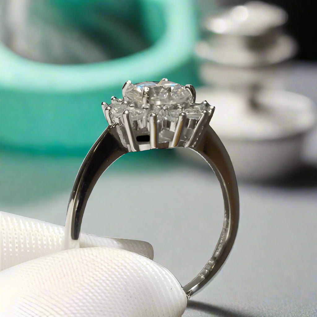 1.0 Ct Round Cut Sunflower Engagement Ring-Evani Naomi Jewelry