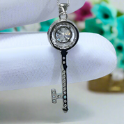 1.0 Ct Round Diamond Cute Key Shape Pendant Necklace-Evani Naomi Jewelry