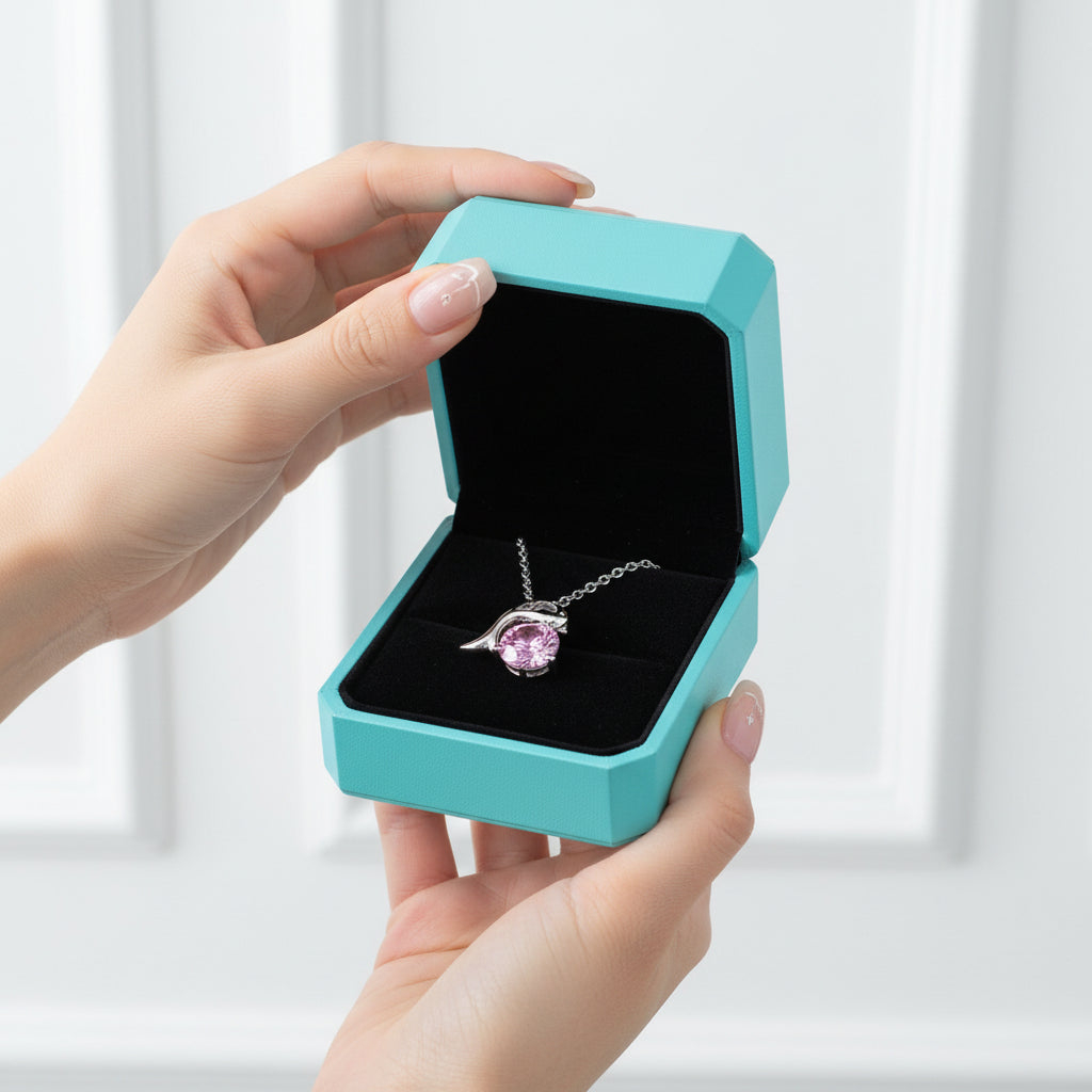1.0 Ct Round Cut Tourmaline Birthstone Dolphin Pendant Necklace-Evani Jewelry