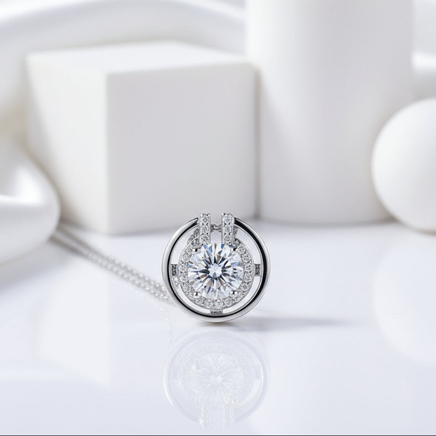1.0 Ct Round Cut Diamond Birthstone Elegant Necklace-Evani Jewelry