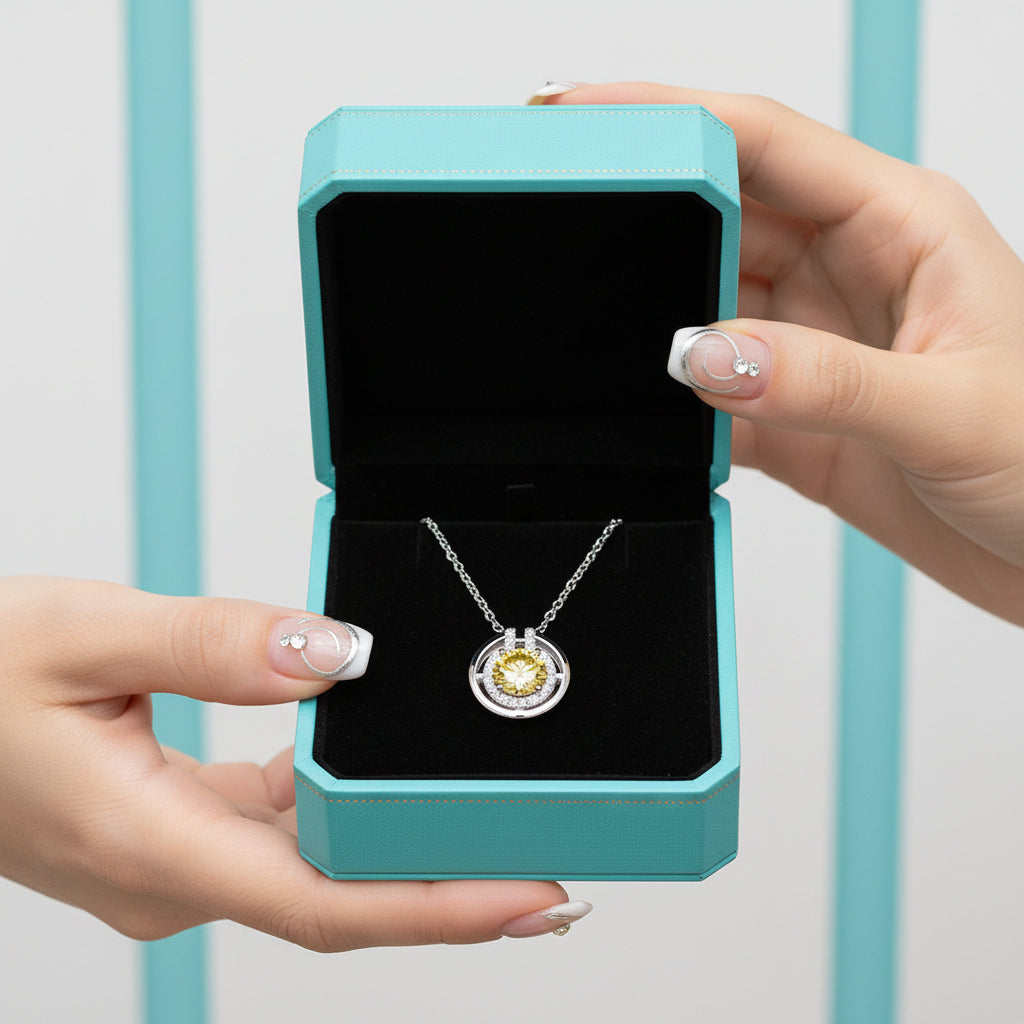 1.0 Ct Round Diamond Elegant Topaz and Citrine Necklace-Evani Jewelry