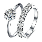 1.0 Ct Round Diamond Engagement Ring Set-Evani Naomi Jewelry