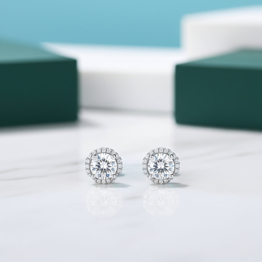 1.0 Ct Round Diamond Flower Design Stud Earrings-Evani Jewelry