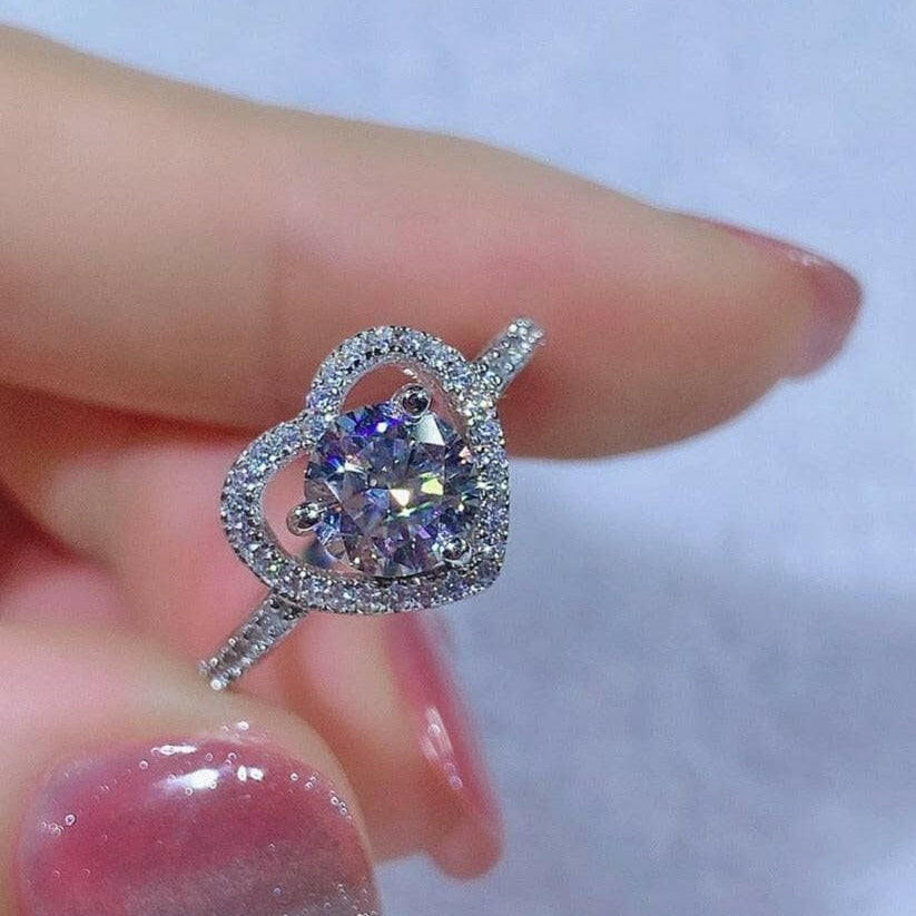 1.0 Ct Round Diamond Heart Style Engagement Ring-Evani Naomi Jewelry