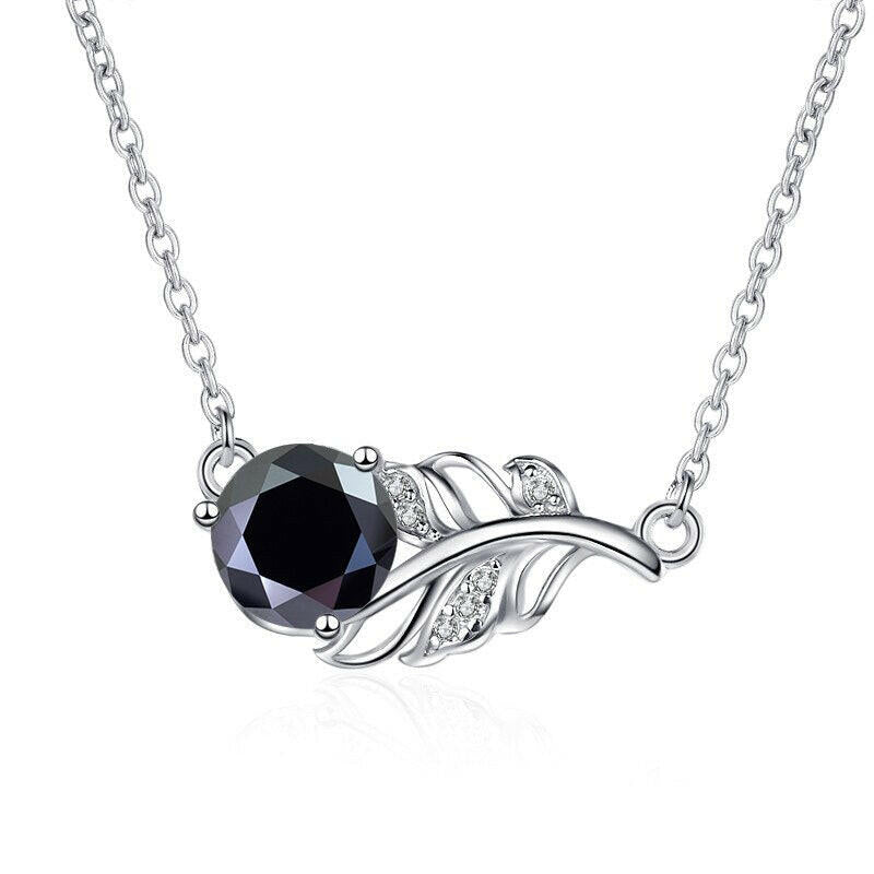 1.0 Ct Round Diamond Lucky Leaf Necklace-Evani Naomi Jewelry