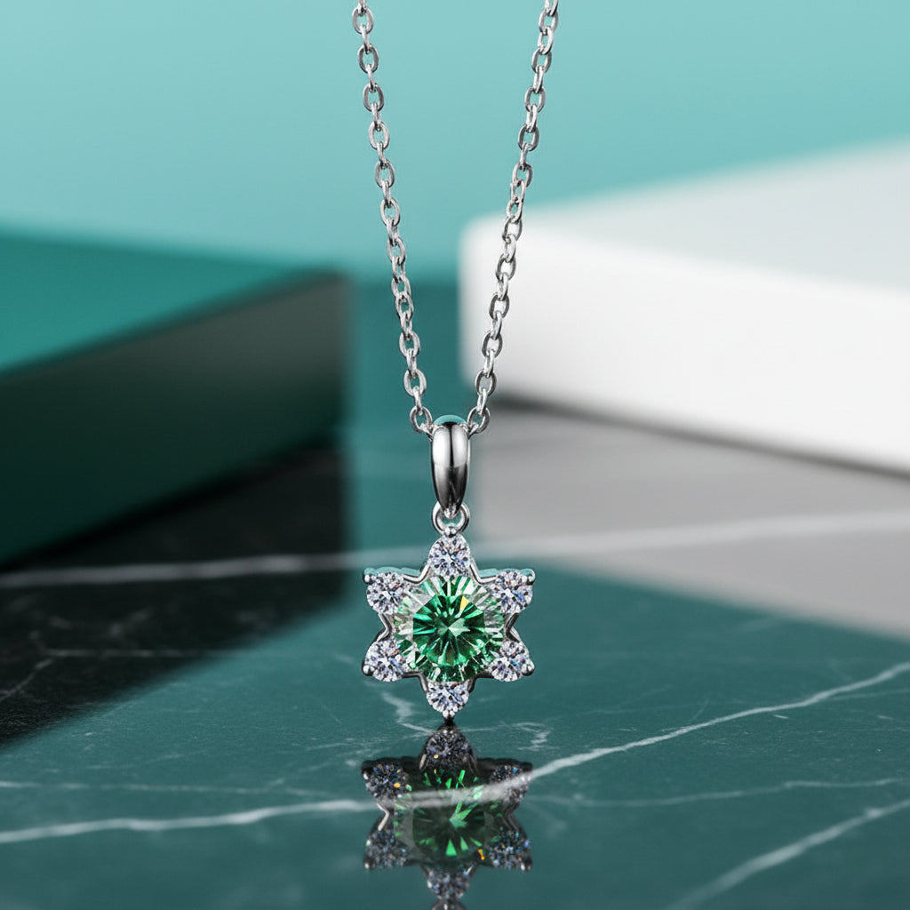 1.0 Ct Round Diamond Snowflake Pendant Necklace-Evani Jewelry