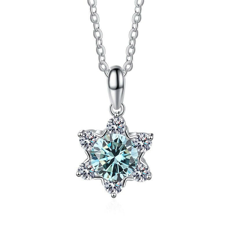 1.0 Ct Round Diamond Snowflake Pendant Necklace-Evani Naomi Jewelry