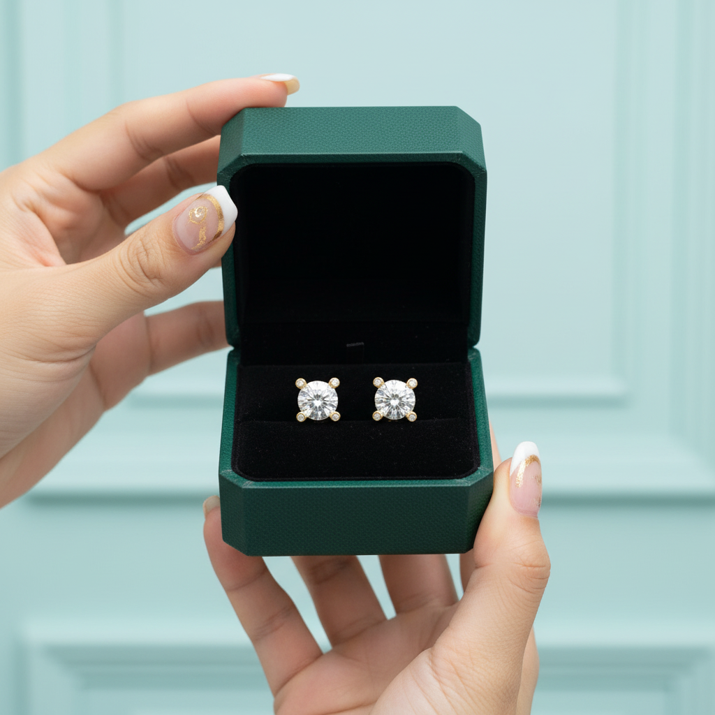 1.0 Ct Round Diamond Option Stud Earrings - Evani Naomi Jewelry