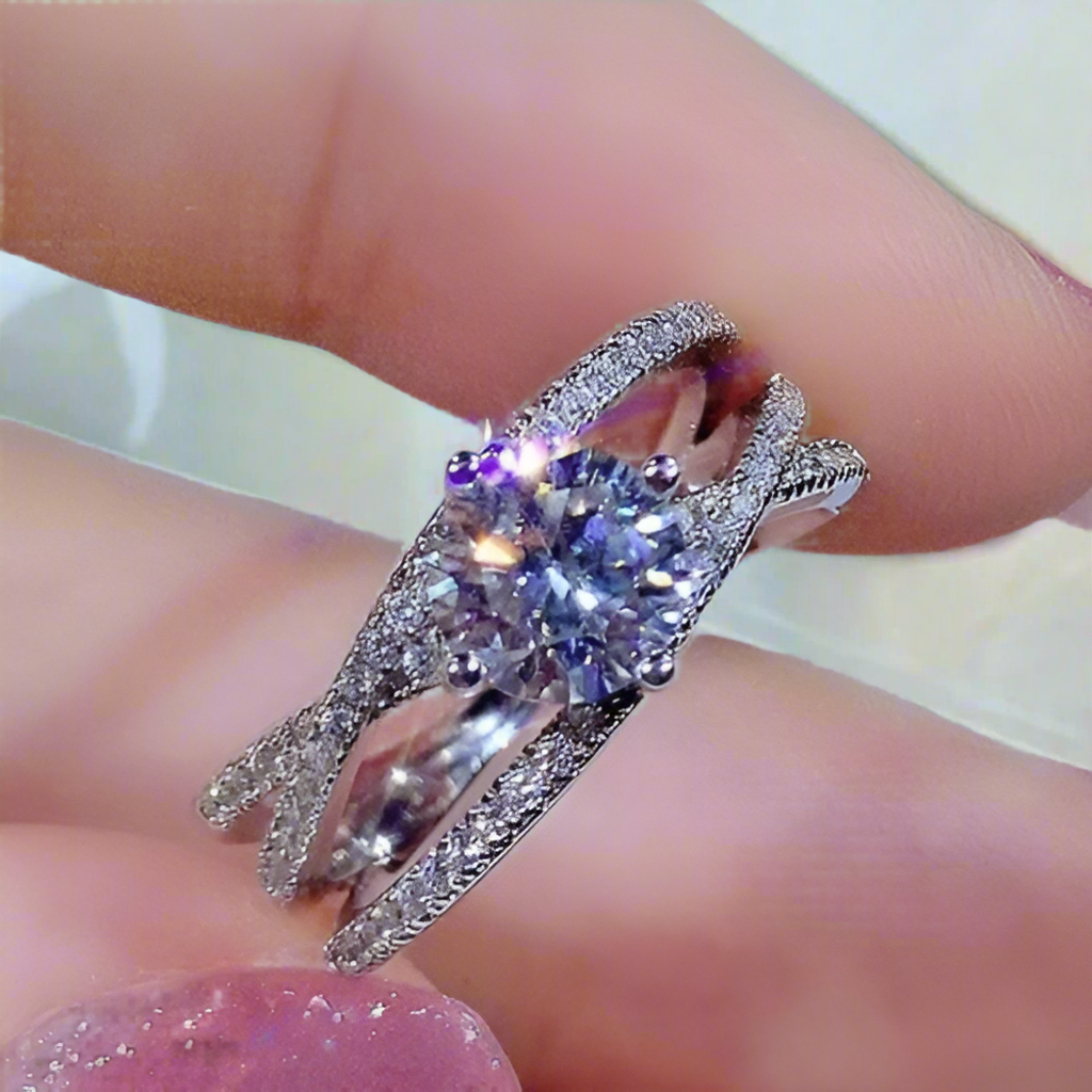 1.0 Ct Round Diamond Three Laps Engagement Ring-Evani Naomi Jewelry