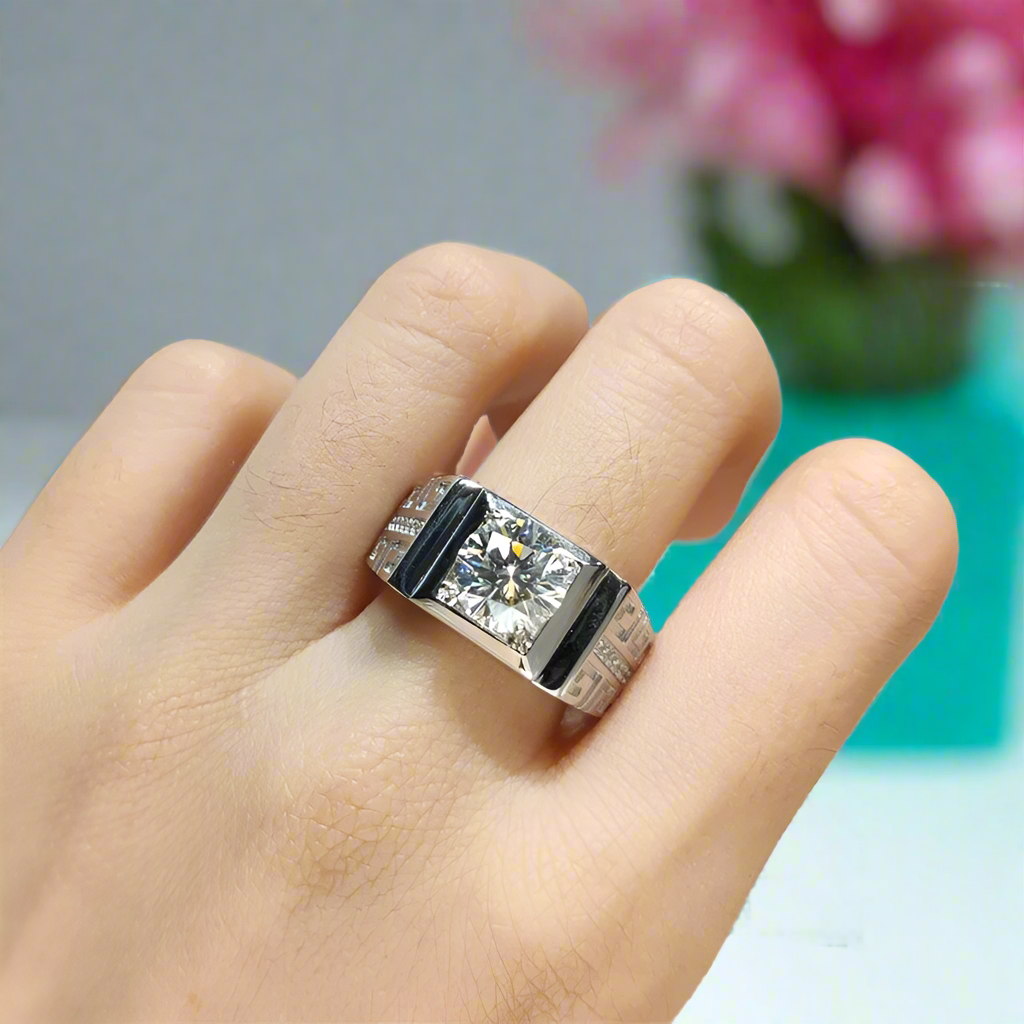 1.0 Ct Round Diamond Vintage Mens Ring-Evani Naomi Jewelry