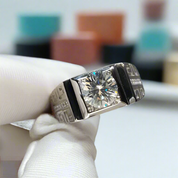 1.0 Ct Round Diamond Vintage Mens Ring-Evani Naomi Jewelry