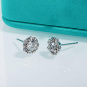1.0 Cttw Round Diamond Flower Stud Earrings-Evani Naomi Jewelry