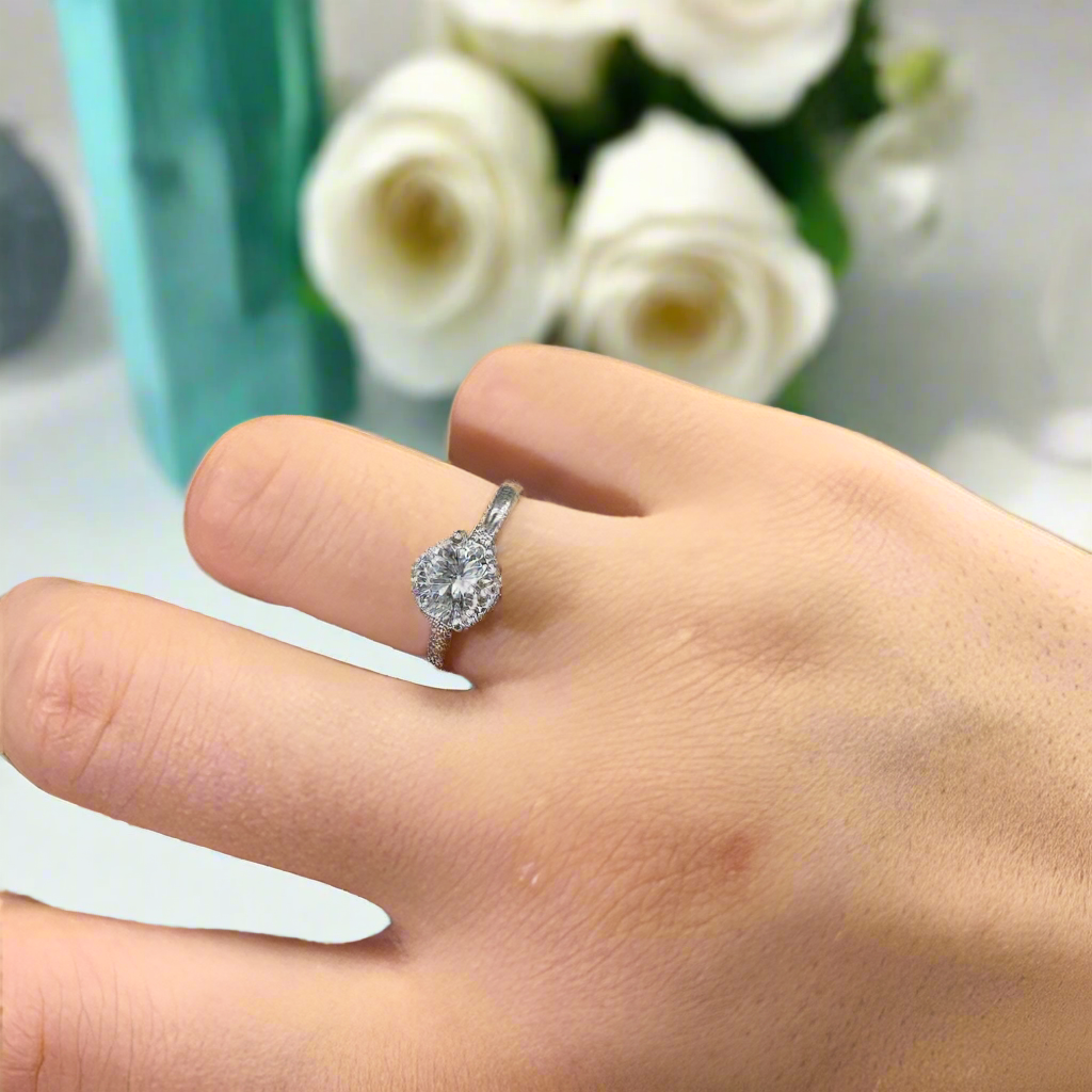 1.0ct Diamond Love Crown Platinum Engagement Ring-Evani Naomi Jewelry