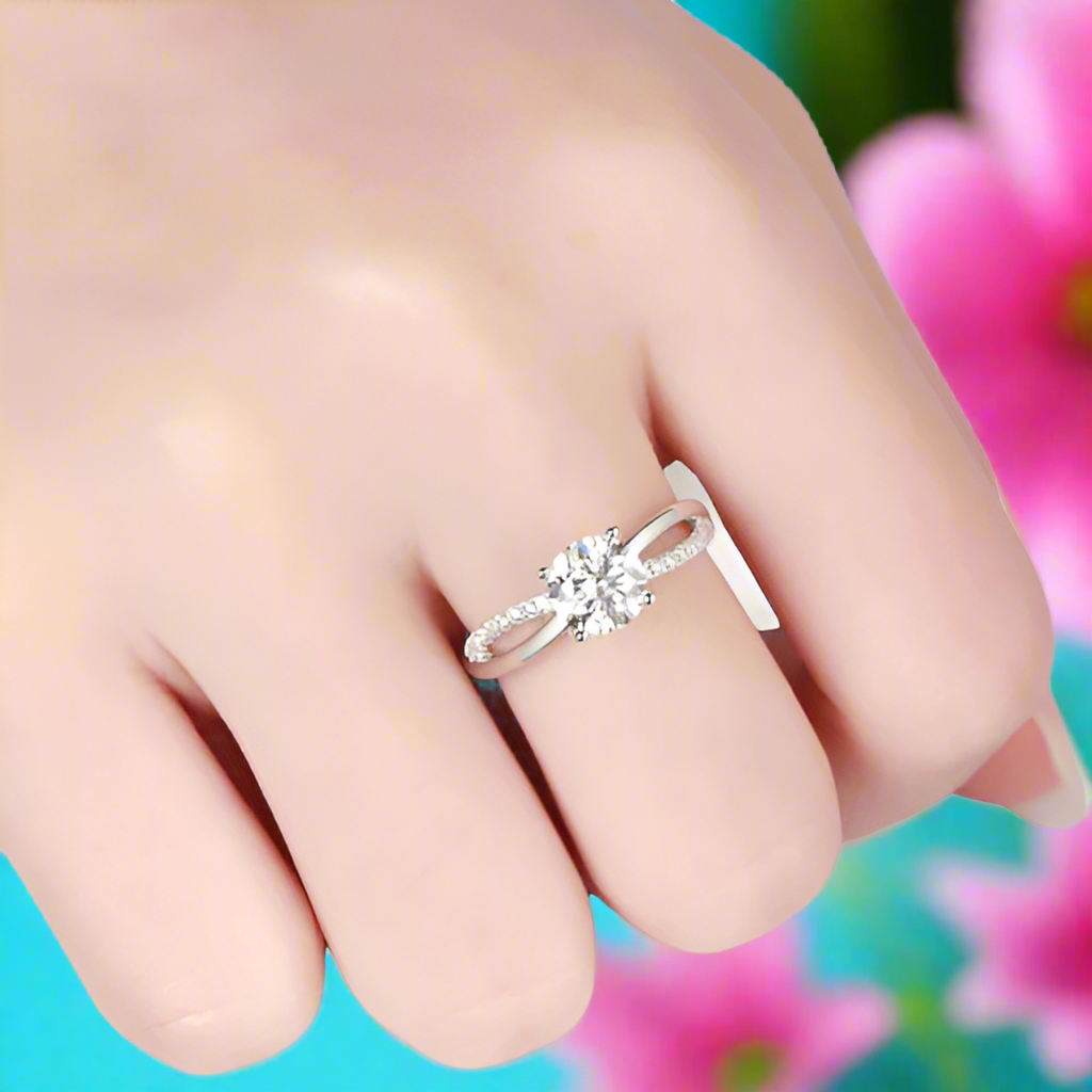 1.0ct Diamond Twist Band Engagement Ring-Evani Naomi Jewelry