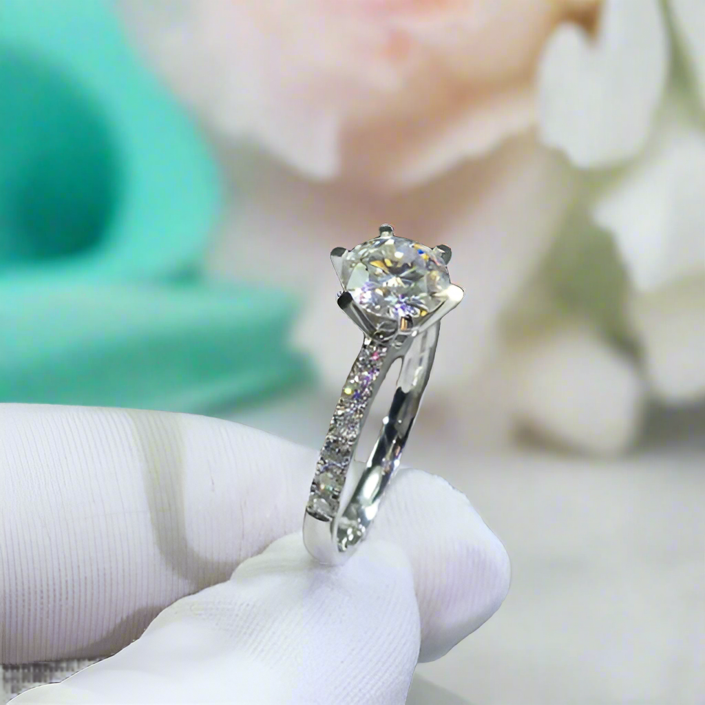 1.0ct Round Cut Diamond White Gold Engagement Ring-Evani Naomi Jewelry