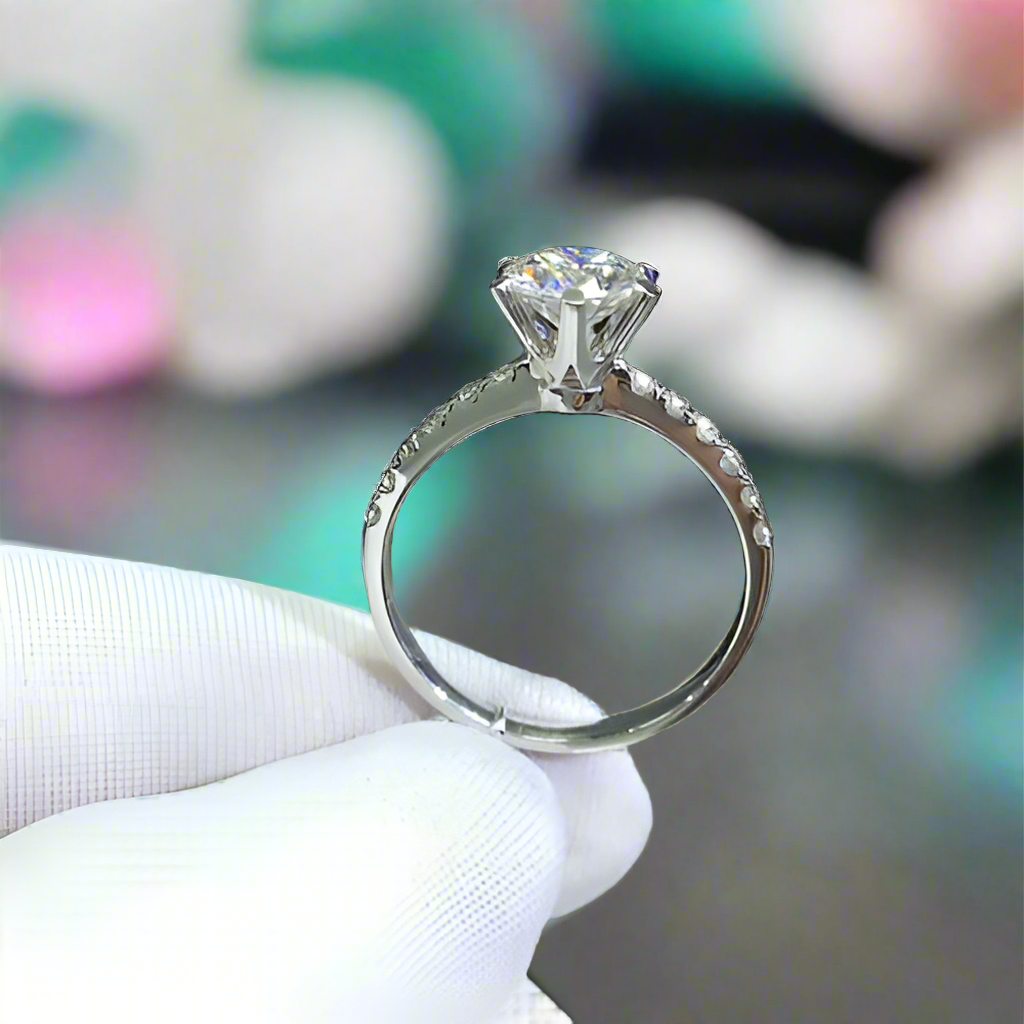 1.0ct Round Cut Diamond White Gold Engagement Ring-Evani Naomi Jewelry
