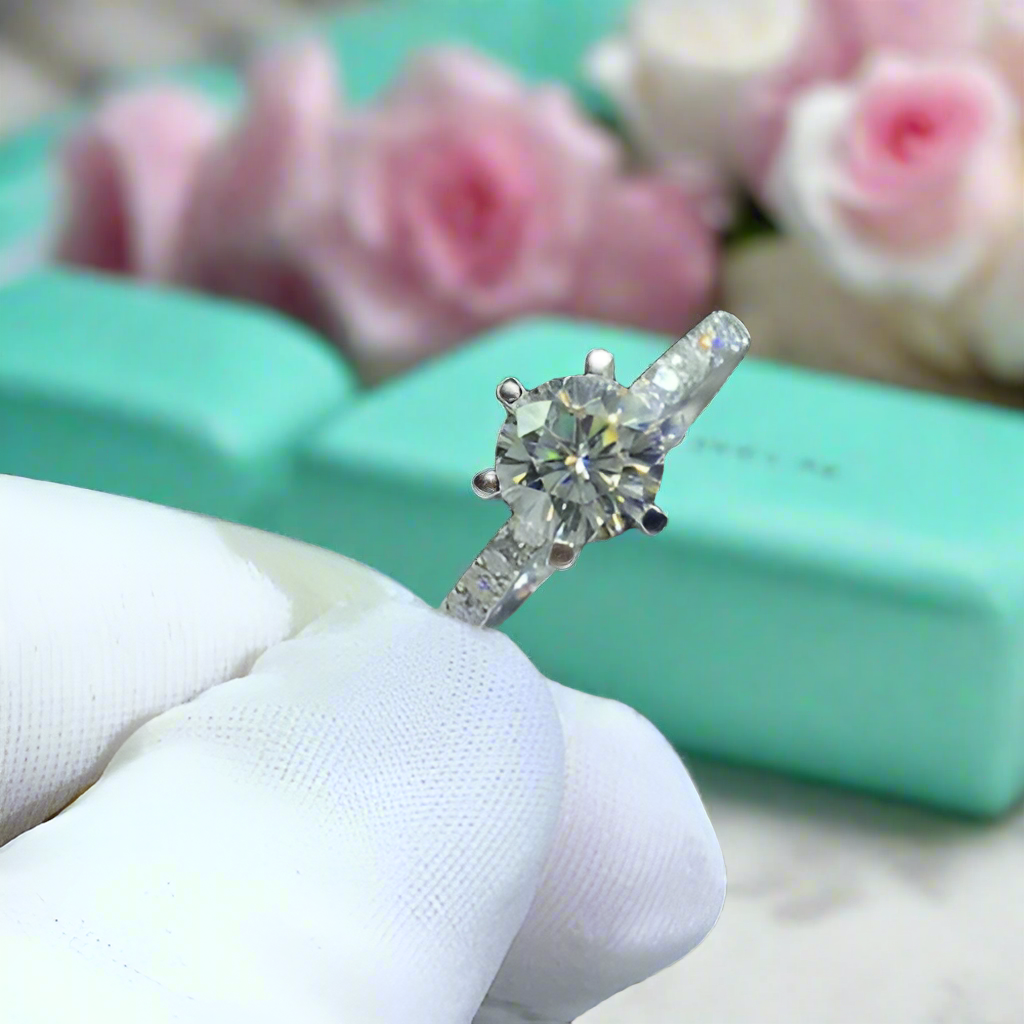 1.0ct Round Cut Diamond White Gold Engagement Ring-Evani Naomi Jewelry