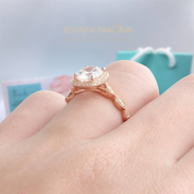 1.2 Ct Round Cut Diamond 14K Rose Gold Halo Engagement Ring-Evani Naomi Jewelry