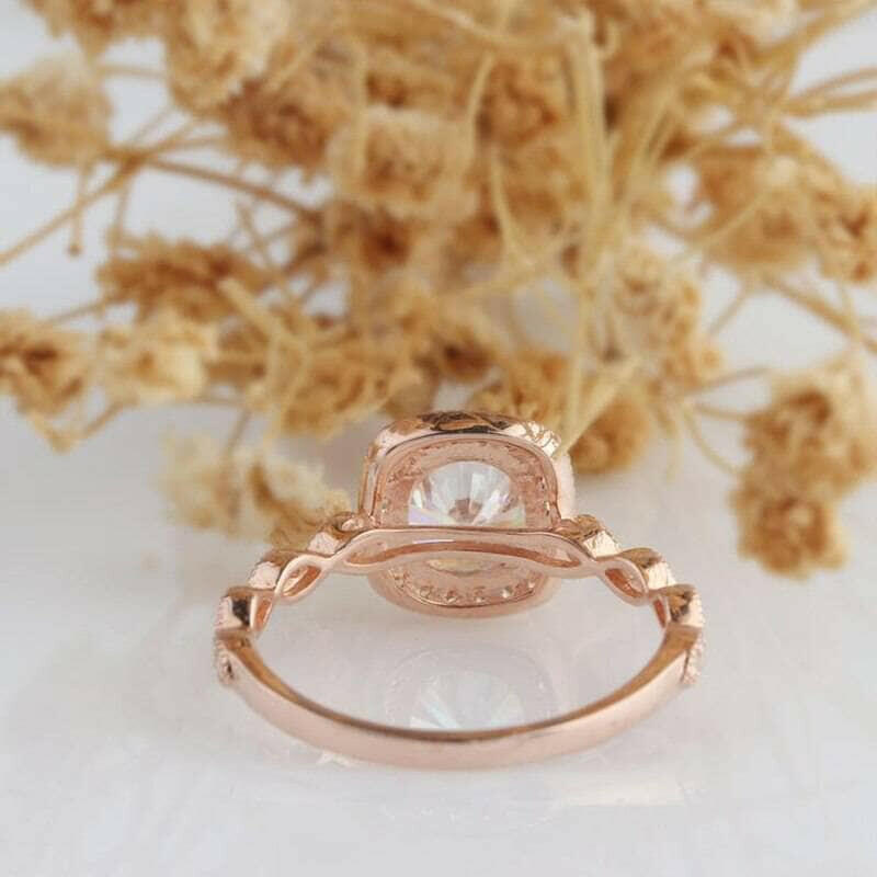 1.2 Ct Round Cut Diamond 14K Rose Gold Halo Engagement Ring-Evani Naomi Jewelry