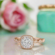 1.2 Ct Round Cut Diamond 14K Rose Gold Halo Engagement Ring-Evani Naomi Jewelry