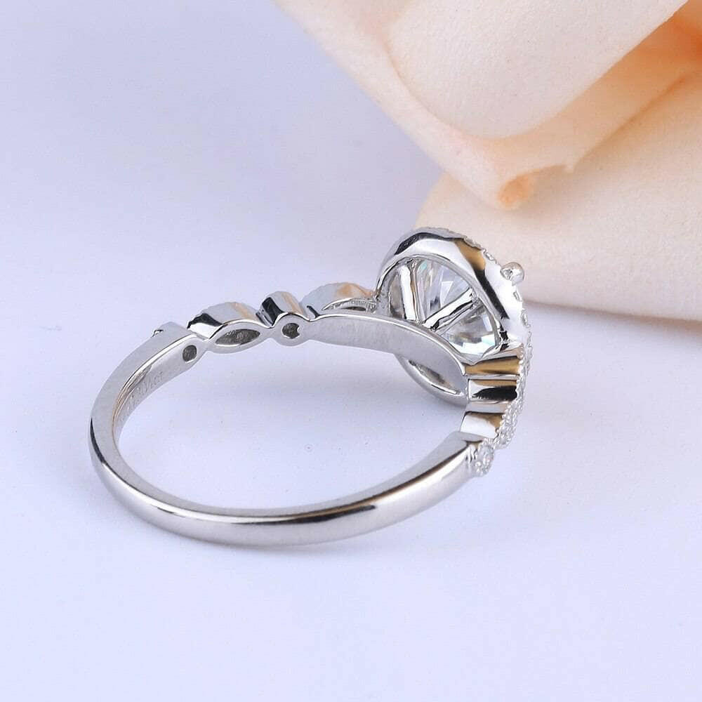 1.2 Ct Round Cut Halo Diamond 14k White Gold Engagement Ring-Evani Naomi Jewelry