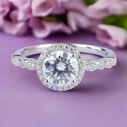 1.2 Ct Round Cut Halo Diamond 14k White Gold Engagement Ring-Evani Naomi Jewelry