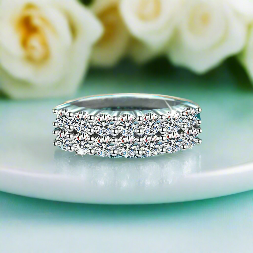 1.4 Ctw Round Diamond Half Eternity Wedding Band-Evani Naomi Jewelry