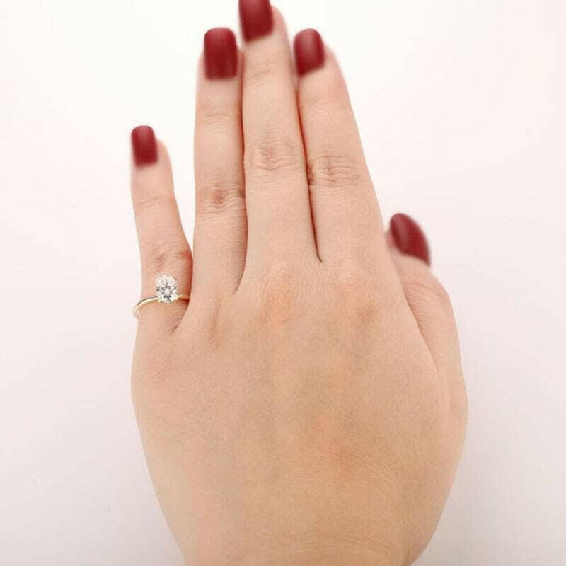 1.5 Ct Oval Cut Diamond Hidden Halo Engagement Ring-Evani Naomi Jewelry