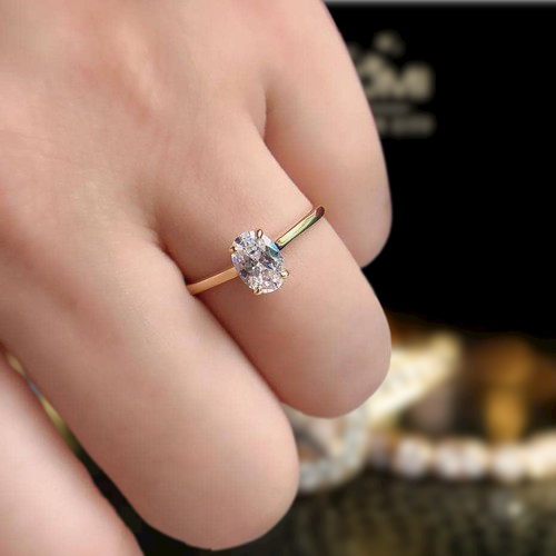 1.5 Ct Solitaire Oval Cut Diamond Engagement Ring-Evani Naomi Jewelry