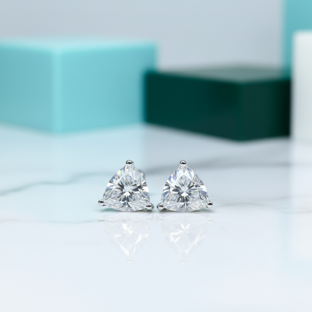 1.5 Ct Trilliant Cut Diamond Stud Earrings-Evani Jewelry