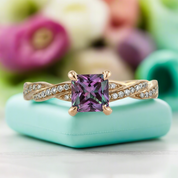 1.50 ct Princess Cut Diamond Twist Engagement Ring-Evani Naomi Jewelry