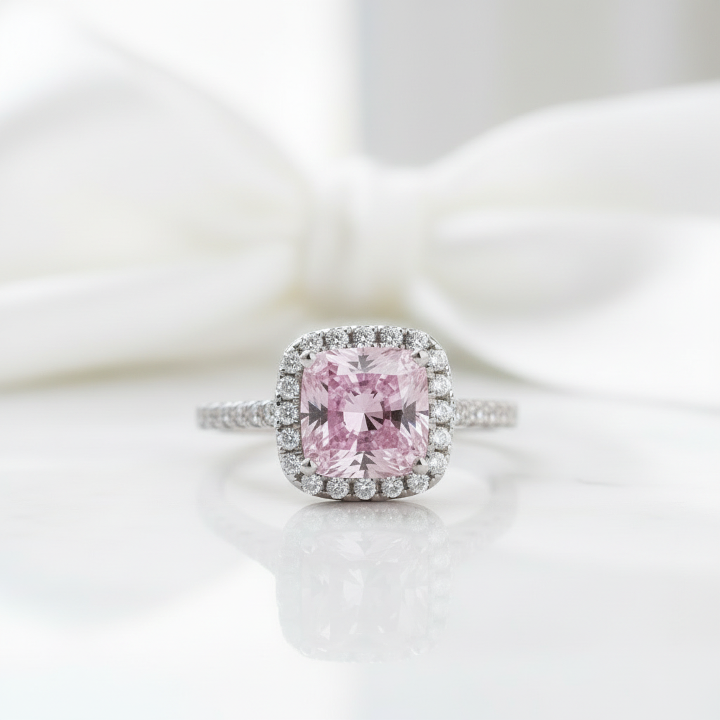 1.5ct Tourmaline Cushion Cut Engagement Ring with Halo - Evani Naomi Jewelry