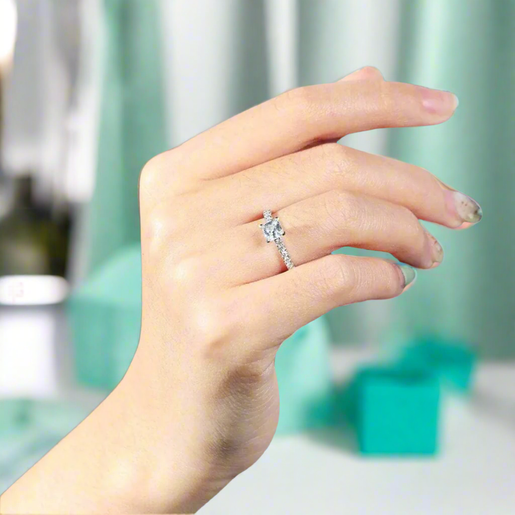 1ct 5.5mm Princess Cut Diamond Engagement Ring-Evani Naomi Jewelry
