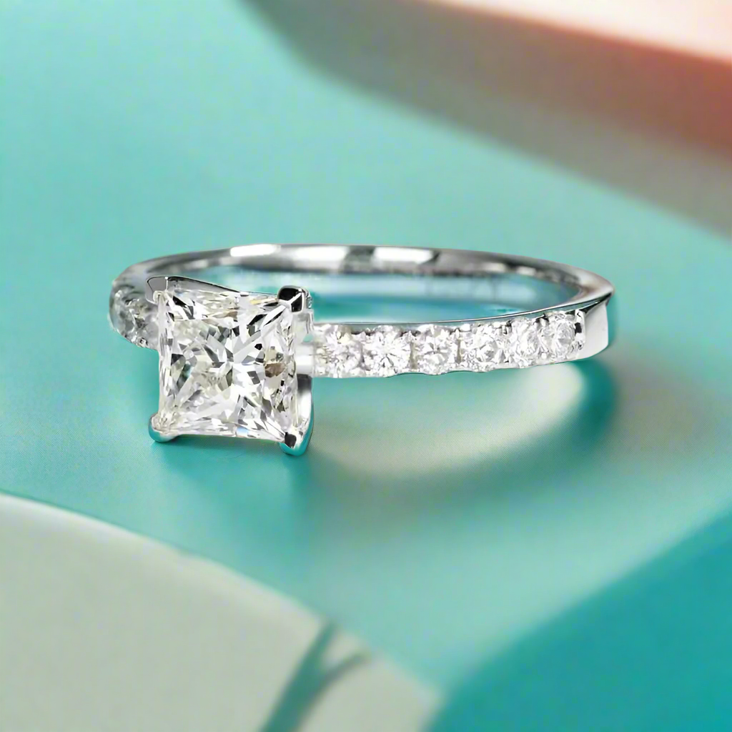 1ct 5.5mm Princess Cut Diamond Engagement Ring-Evani Naomi Jewelry