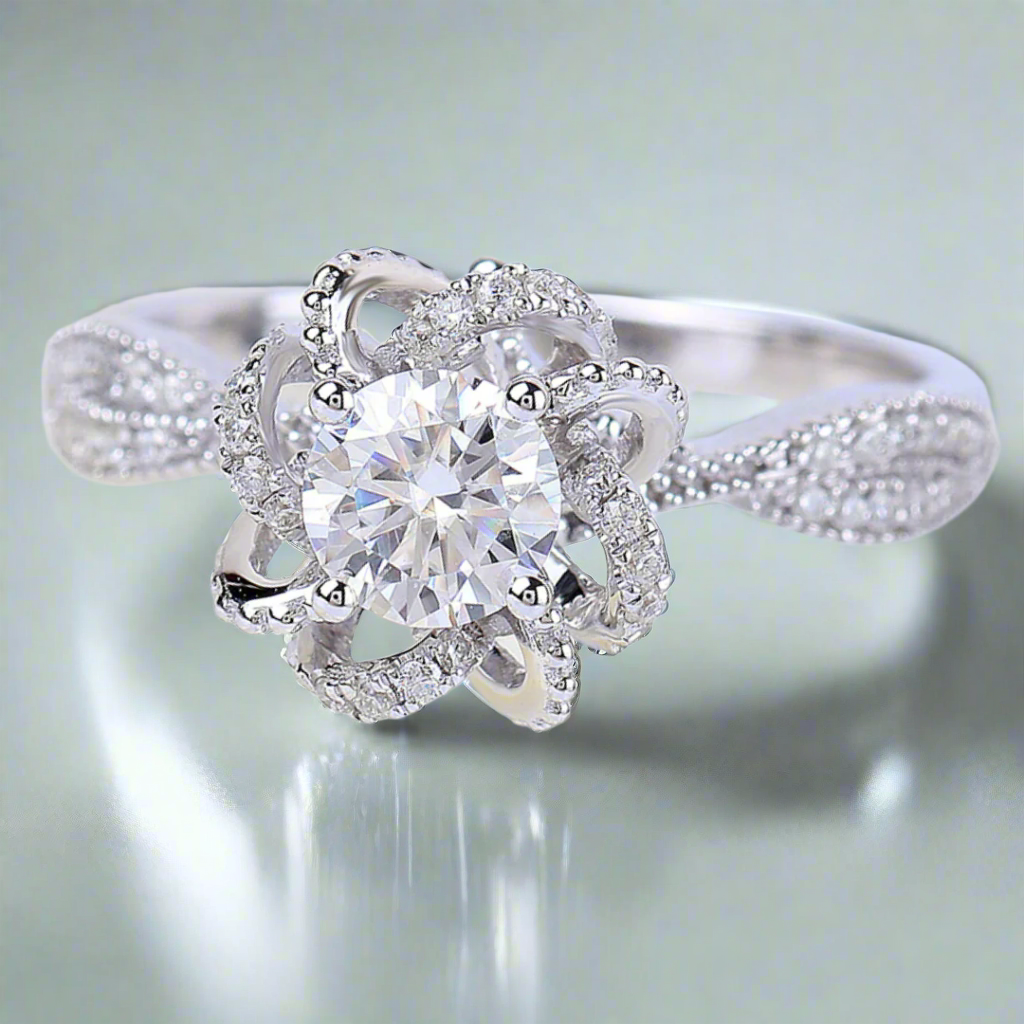 1ct 6.5mm Round Cut Diamond Wedding Ring-Evani Naomi Jewelry