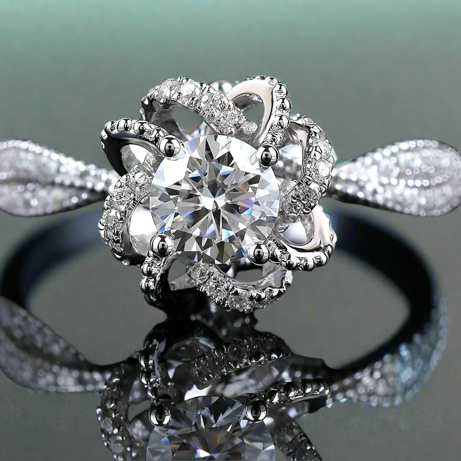 1ct 6.5mm Round Cut Diamond Wedding Ring-Evani Naomi Jewelry