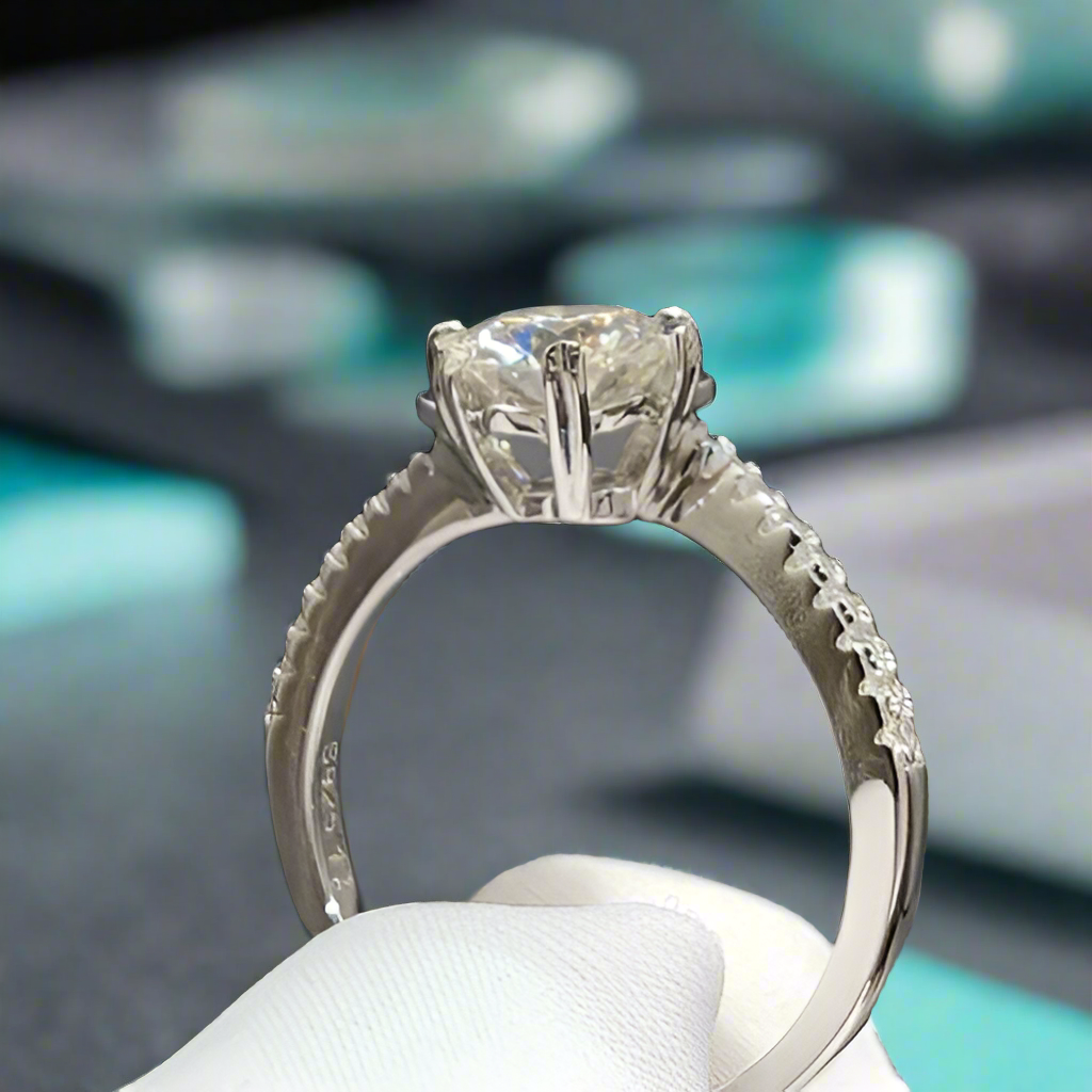 1ct Diamond Snowflake White Gold Engagement Ring-Evani Naomi Jewelry