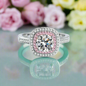 1ct Round Cut Diamond Double Halo Engagement Ring-Evani Naomi Jewelry