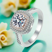 1ct Round Cut Diamond Double Halo Engagement Ring-Evani Naomi Jewelry