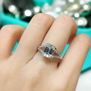 2.0 Ct Emerald Cut Diamond 18K White Gold Split Shank Engagement Ring-Evani Naomi Jewelry