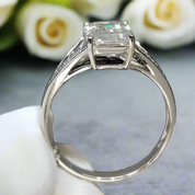 2.0 Ct Emerald Cut Diamond 18K White Gold Split Shank Engagement Ring-Evani Naomi Jewelry