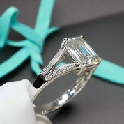 2.0 Ct Emerald Cut Diamond 18K White Gold Split Shank Engagement Ring-Evani Naomi Jewelry