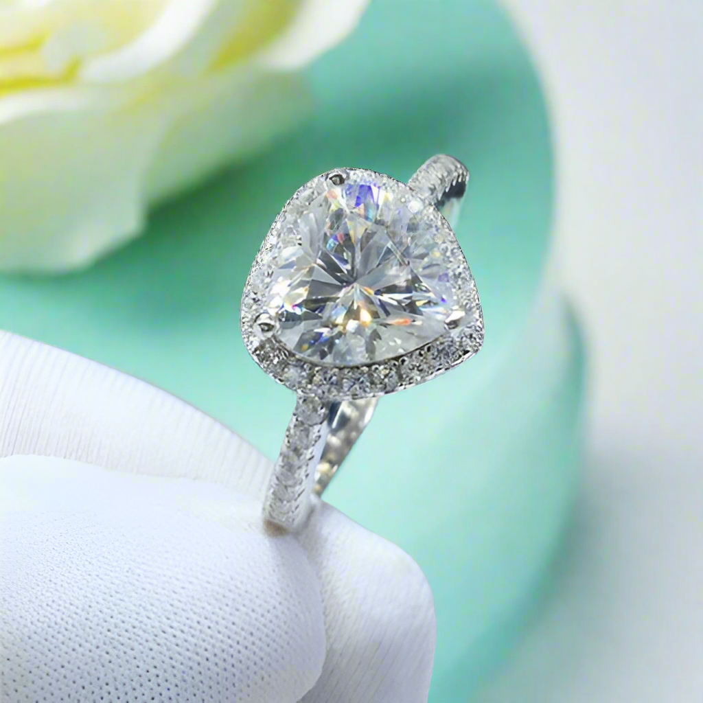 2.0 Ct Heart Cut Diamond Halo Engagement Ring-Evani Naomi Jewelry