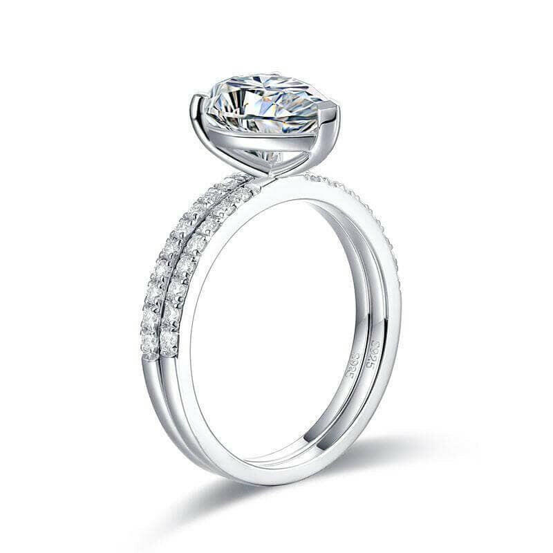 2.0 Ct Pear Cut Diamond Engagement Ring Set-Evani Naomi Jewelry
