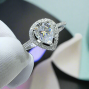 2.0 Ct Pear Diamond Water Drop Adjustable Engagement Ring-Evani Naomi Jewelry