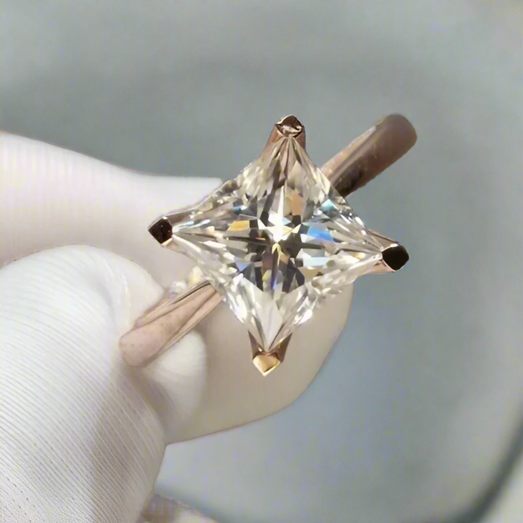 2.0 Ct Princess Cut Diamond 18K Rose Gold Engagement Ring-Evani Naomi Jewelry