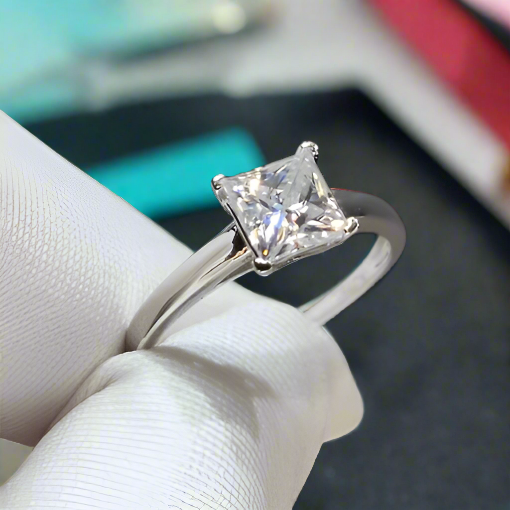 2.0 Ct Princess Cut Diamond Solitaire Engagement Ring-Evani Naomi Jewelry