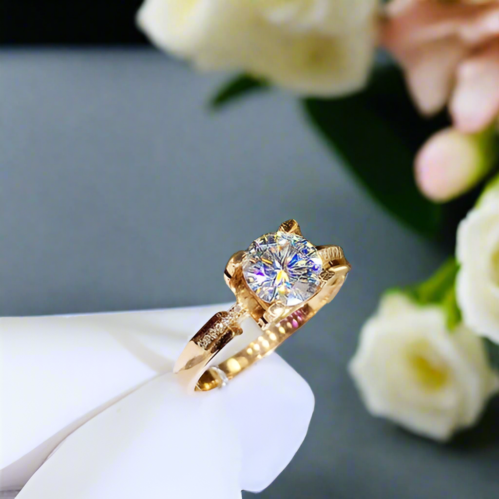 2.0 Ct Round Cut Diamond Cow Head Engagement Ring-Evani Naomi Jewelry